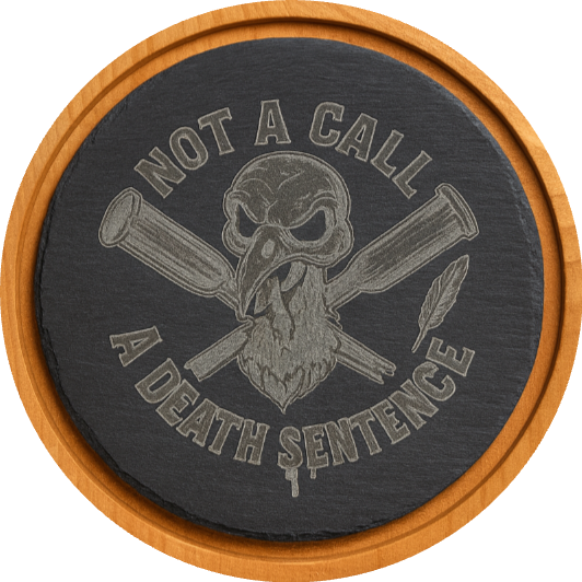 The Beard Reaper pot call — laser-etched slate face